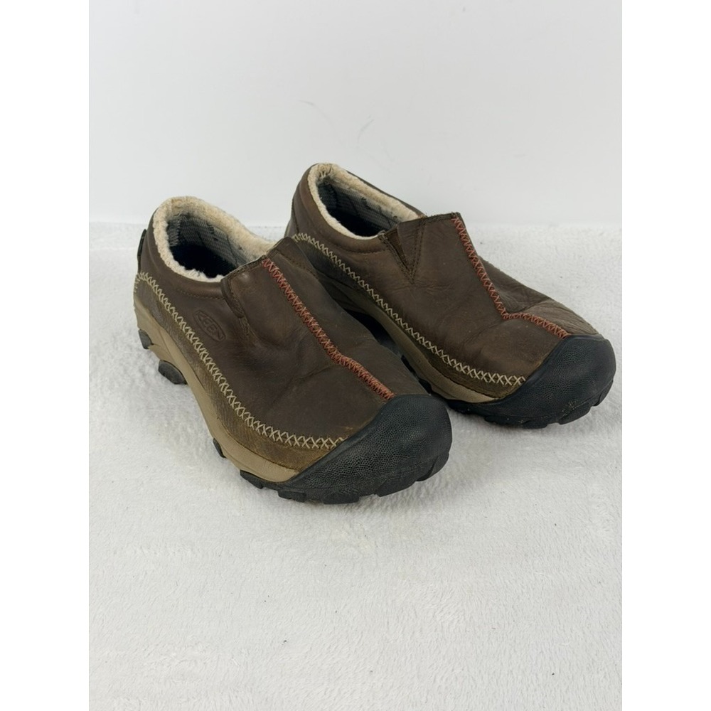 KEEN Hoodoo Womens 11 Brown Leather Fleece Lined Winter Slip On Clog Shoes 52007